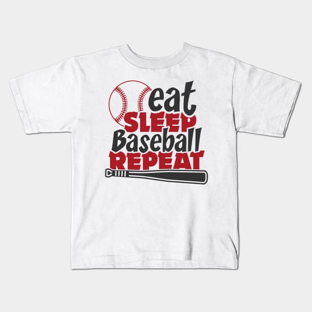 Eat Sleep Baseball repeat Kids T-Shirt by artdise